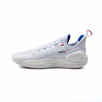Li-Ning Speed IX Low Basketball Shoes - Men - Standard White/Cherry Tomato