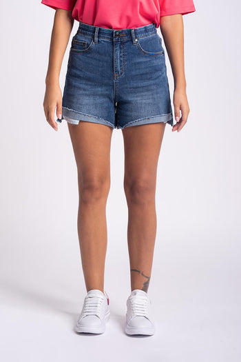 Bossini Ladies Woven Denim Shorts - Light Indigo