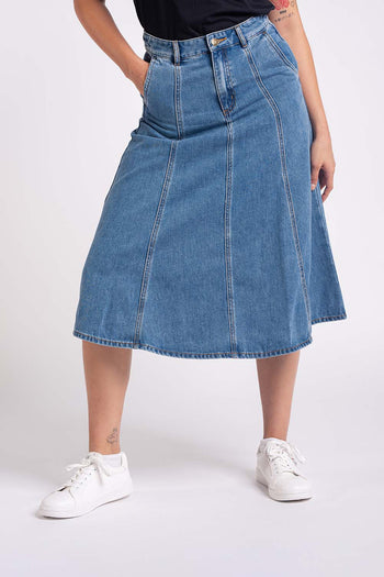 Bossini Ladies Woven Denim Skirt - Indigo
