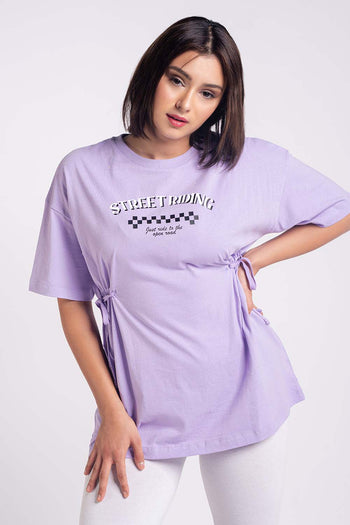 Bossini Ladies Knitted T-Shirt - Purple