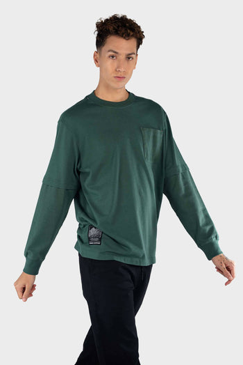 Bossini Mens Long Sleeve Knitted T-Shirt - Green