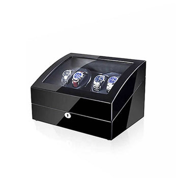 Watch Winder Box 4+6 - Black and Black Leather