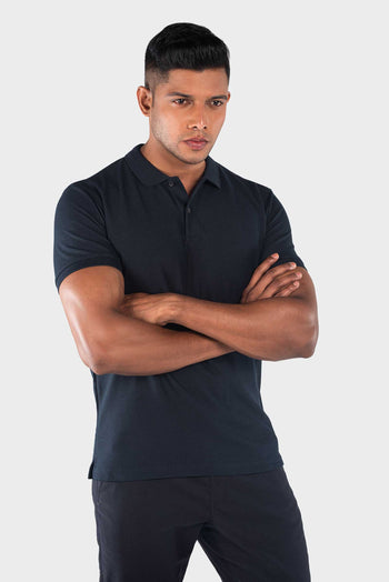 Bossini Mens Knitted Polo Shirt - Dark Blue