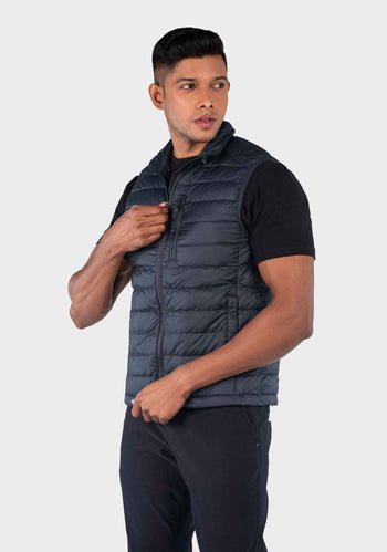 Bossini Mens Woven Down Vest - Dark Blue