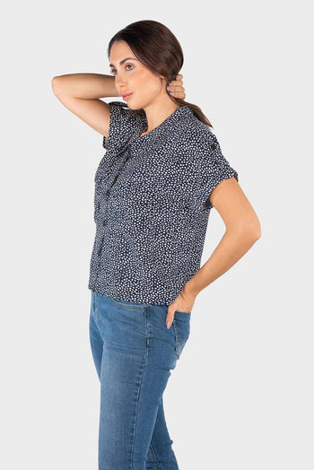 Bossini Ladies Woven Blouse - Navy Combo