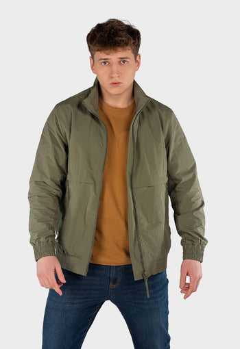 Bossini Mens Band Collar Woven Jacket - Green