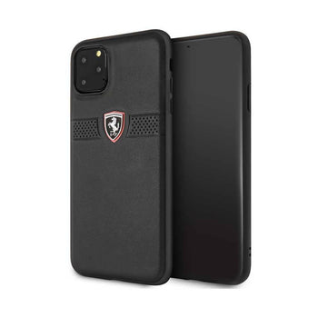Ferrari Off Track Grained Leather case For iPhone 11 Pro Max - Black