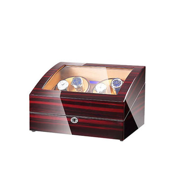 Watch Winder Box 4+6 - Ebony and Brown Leather