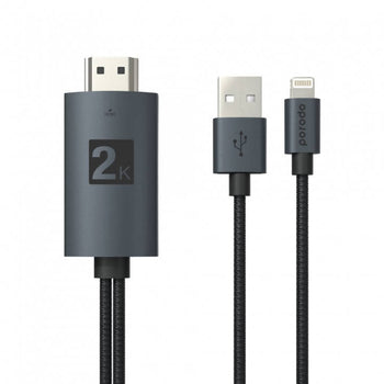 Porodo Braided 2K HDMI Lightning Cable 2M - Black