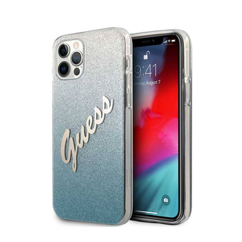 GUESS Script Glitter Gradient iPhone 12 Pro Max (6.7") - Blue