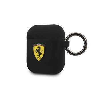 Ferrari Scuderia Silicone Case with Ring for Airpods 1/2 - Black