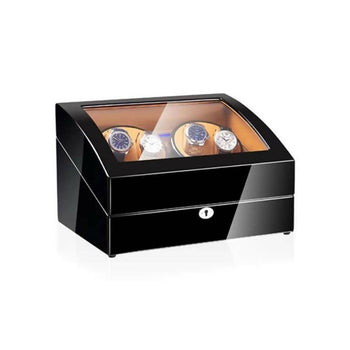 Watch Winder Box 4+6 - Black and Brown Leather