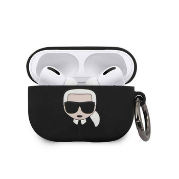 Karl Lagerfeld Silicone Case with Ring for Airpods 1 & 2 - Black