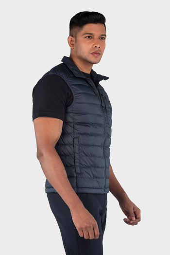 Bossini Mens Woven Down Vest - Dark Blue