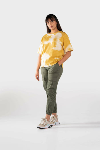 Bossini Ladies Rounded Knitted T-Shirt - Yellow Combo