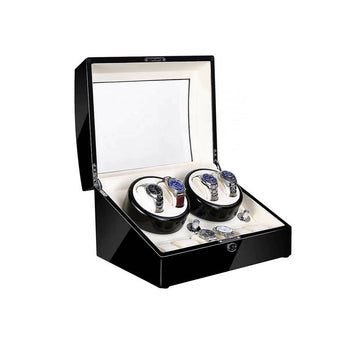 Watch Winder Box 4+6 - Black and White Leather