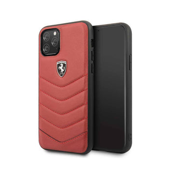Ferrari Heritage Quilted Leather Hard Case for iPhone 11 Pro - Red