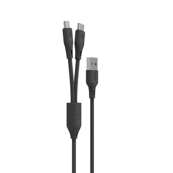Porodo PVC 2 in 1 Cable ( Type-C / Micro USB ) 2.4A 1.2M - Black
