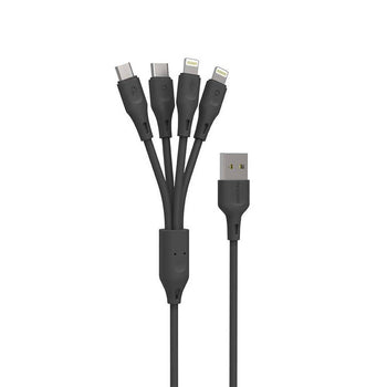 Porodo PVC 4 in 1 Cable ( 2*Lightning / Type-C / Micro USB ) - Black