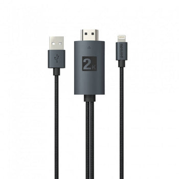 Porodo Braided 2K HDMI Lightning Cable 2M - Black