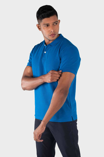 Bossini Mens Knitted Polo Shirt - Blue