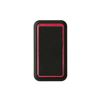 Handl Smooth Leather Electroplated Phone Grip - Black/Red