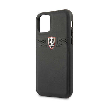 Ferrari Off Track Grained Leather case For iPhone 11 Pro - Black & Red
