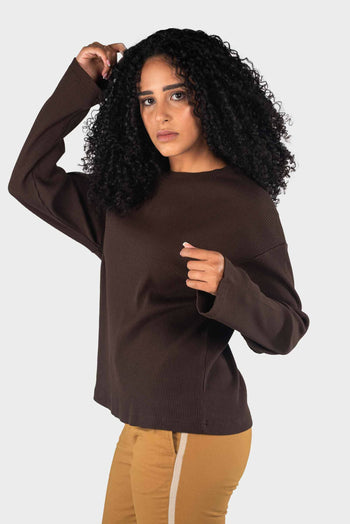 Bossini Ladies Knitted T-Shirt - Dark Brown