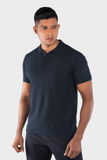 Bossini Mens Knitted Polo Shirt - Dark Blue