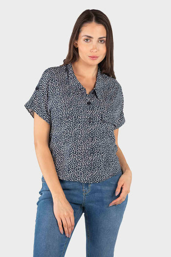 Bossini Ladies Woven Blouse - Navy Combo