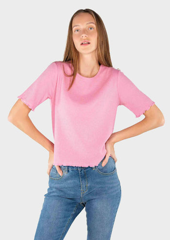 Bossini Ladies Knit S/S T-Shirt - Pink, Light-Green, Dark Blue, Dark Grey