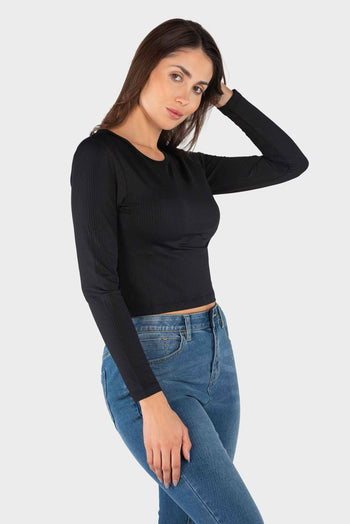 Bossini Ladies Knitted T-Shirt - Black