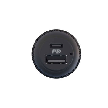 Powerology Dual Port Car Charger with Type-C to Lighting Cable - Black